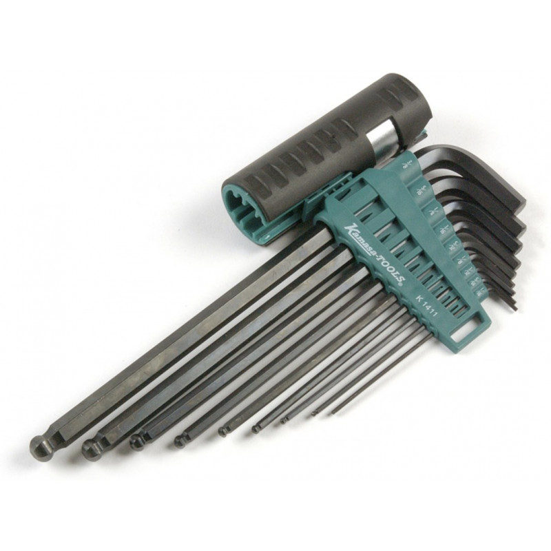 L-tipa seškanšu atslēgu komplekts ar ābolu 1/16"- 3/8" 9 gb Kamasa tools